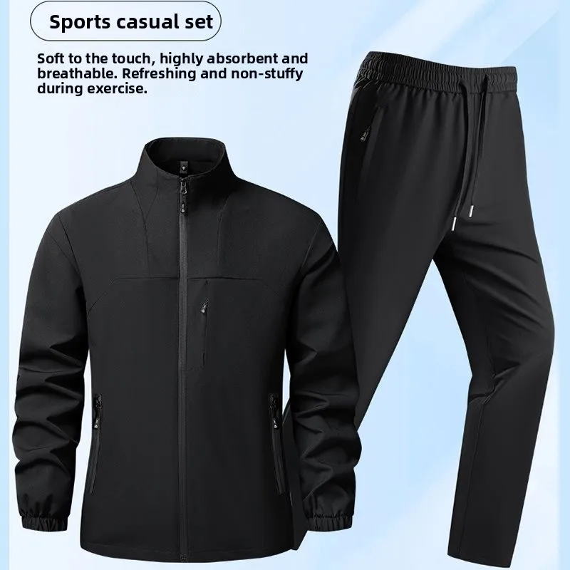 

Мужской комплект: ветровка и куртка, новая модель для весны, с воротником-стойкой, длинными рукавами, из тонкой шерстяной смеси, верхняя одежда для мужчин среднего возраста