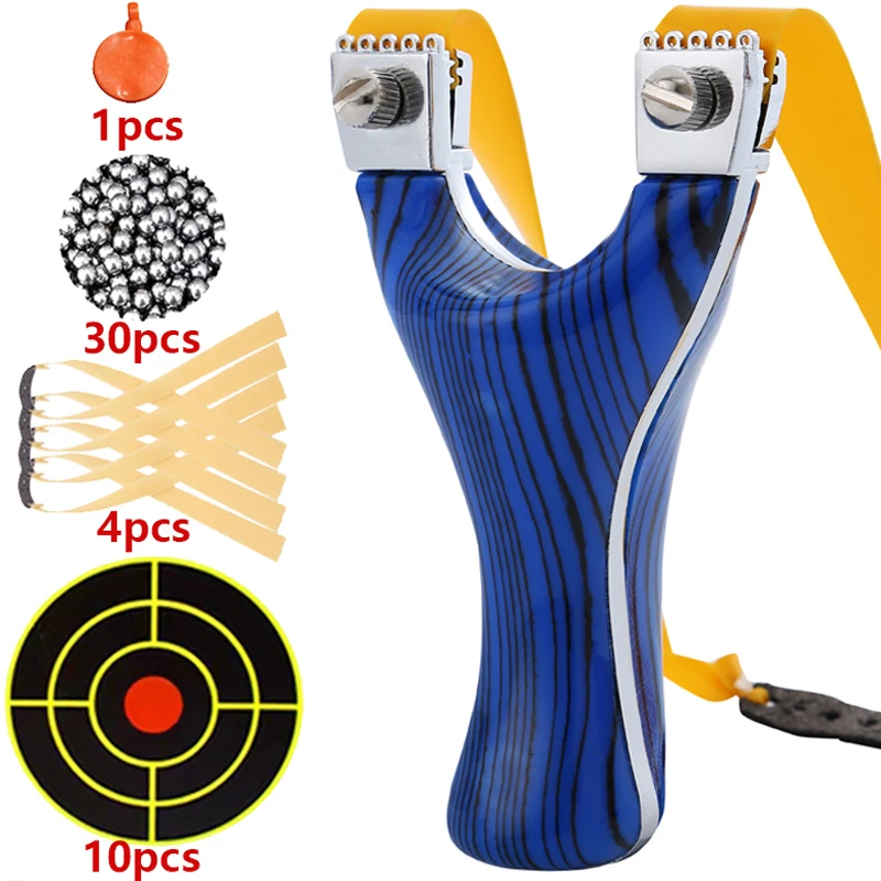 2-farbige Metalls chleuder schnell abflachen Gummiband Schleuder im Freien Jagd schießen Stahlkugel Ziel Papier Übungs set