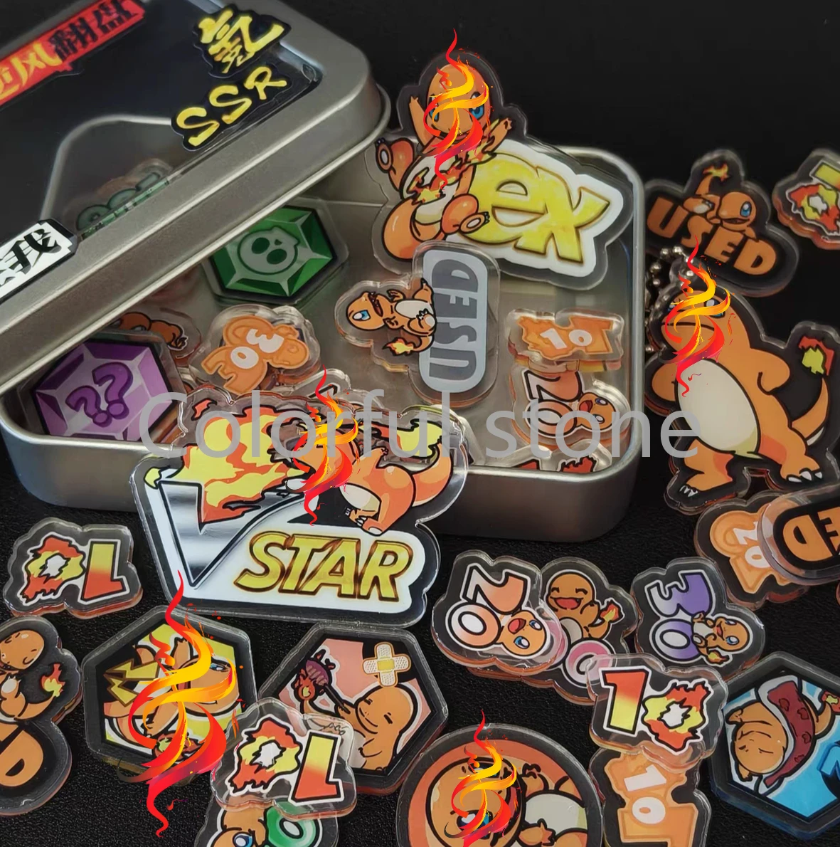 ポケモン-ptcg-ダメージカウンターセット-ヒトカゲテーマダイス-vstar-マーカー-ex-ボードゲームアクセサリー-ポケモンプレイヤーとファン向け