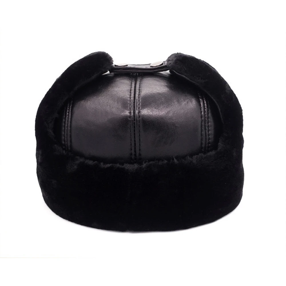 New 2024 Men 100% Natural Real Sheepskin Leather Bomber Hats Male Casual Winter Warm Sheepskin Leather Cap Hot Russia Adult Caps