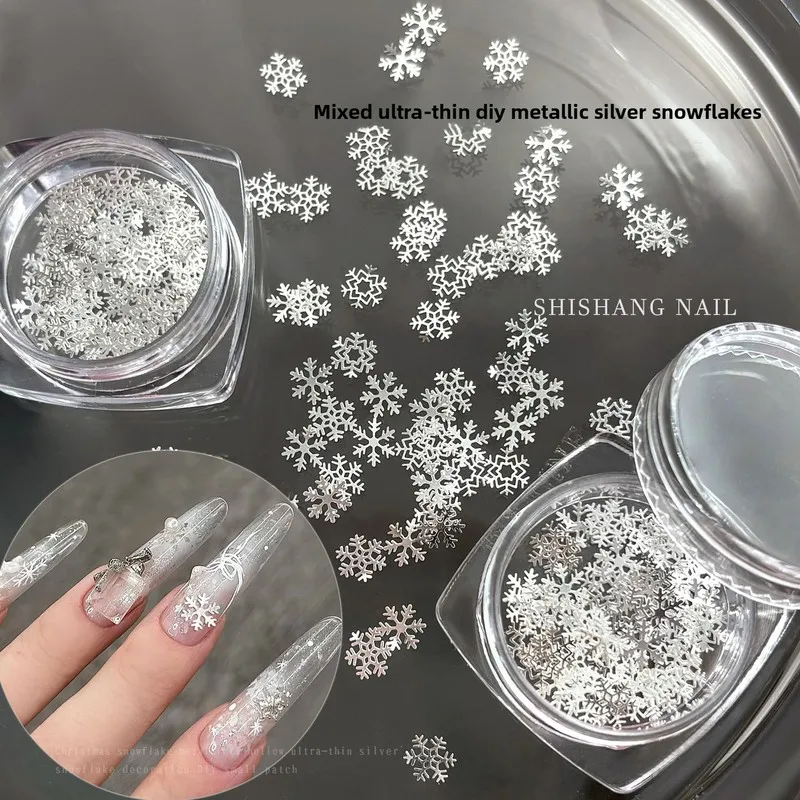 LYLE Christmas Holiday Metal Snowflake Nail Art Stickers Ultra Thin Silver Nail Decals DIY Mini Charms Cross Border Hot Sale Set