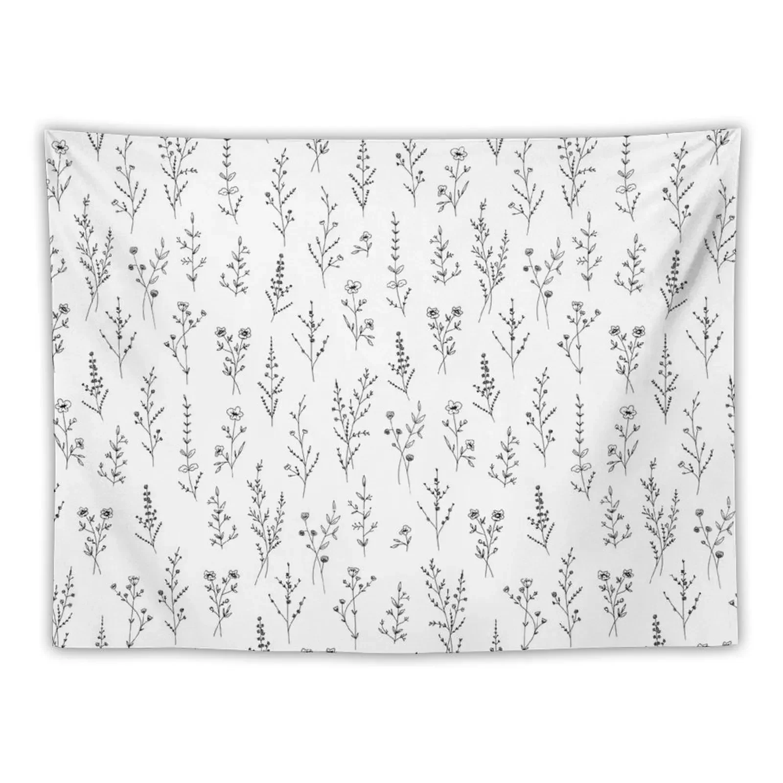 

Tiny New Wildflowers - White Tapestry Custom Decoration Aesthetic Home Decor Aesthetic Tapestry