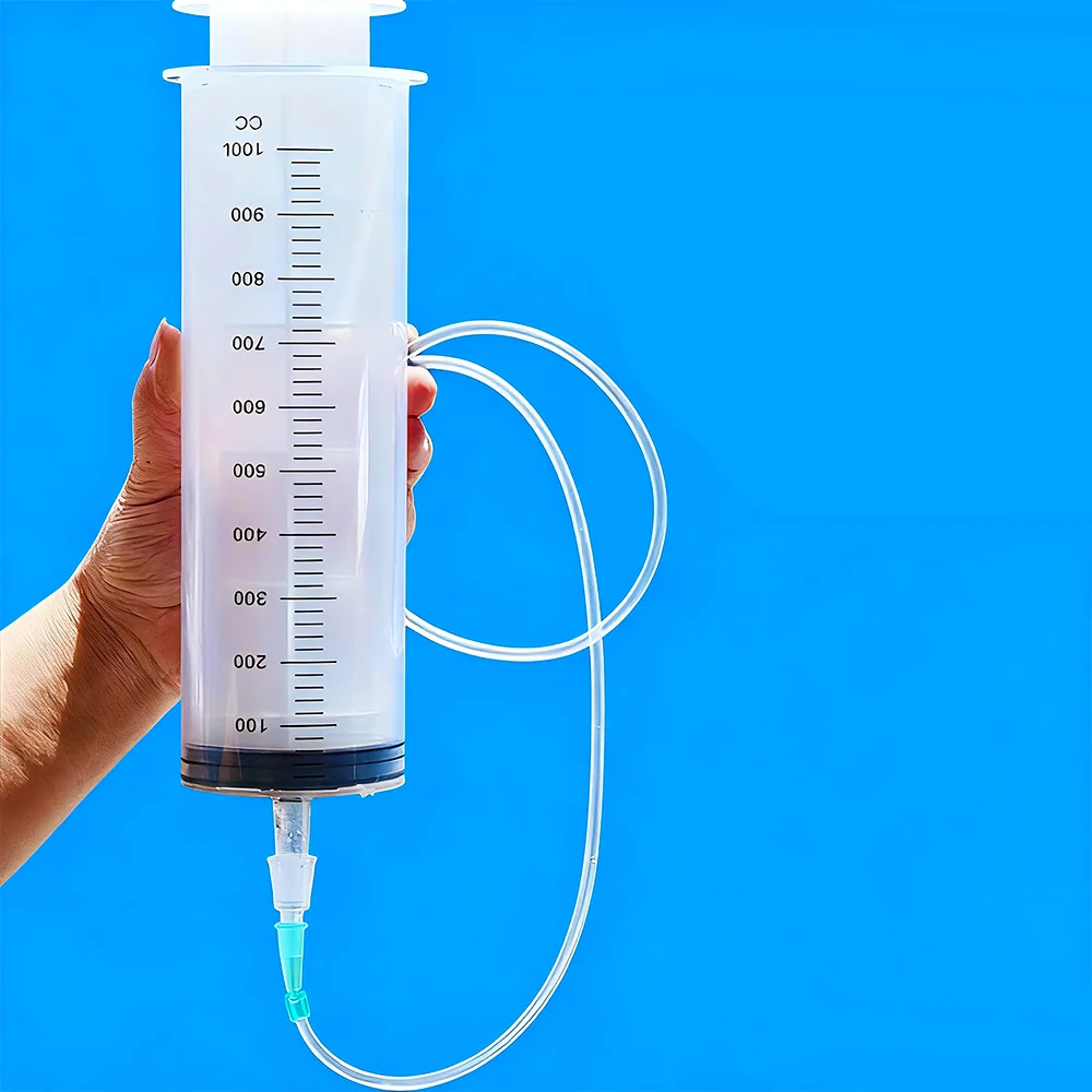 Kunststoffspritze, erhältlich in den Größen 1000ml, 550ml, 350ml, 200ml, 100ml, 60ml, 20ml, 10ml, geeignet für Laborabgaben, Klebstoffabgabe, Bewässerung, Tier- und Veterinärzwecke, nicht elektrisch, aus Kunststoff. – Detail 6