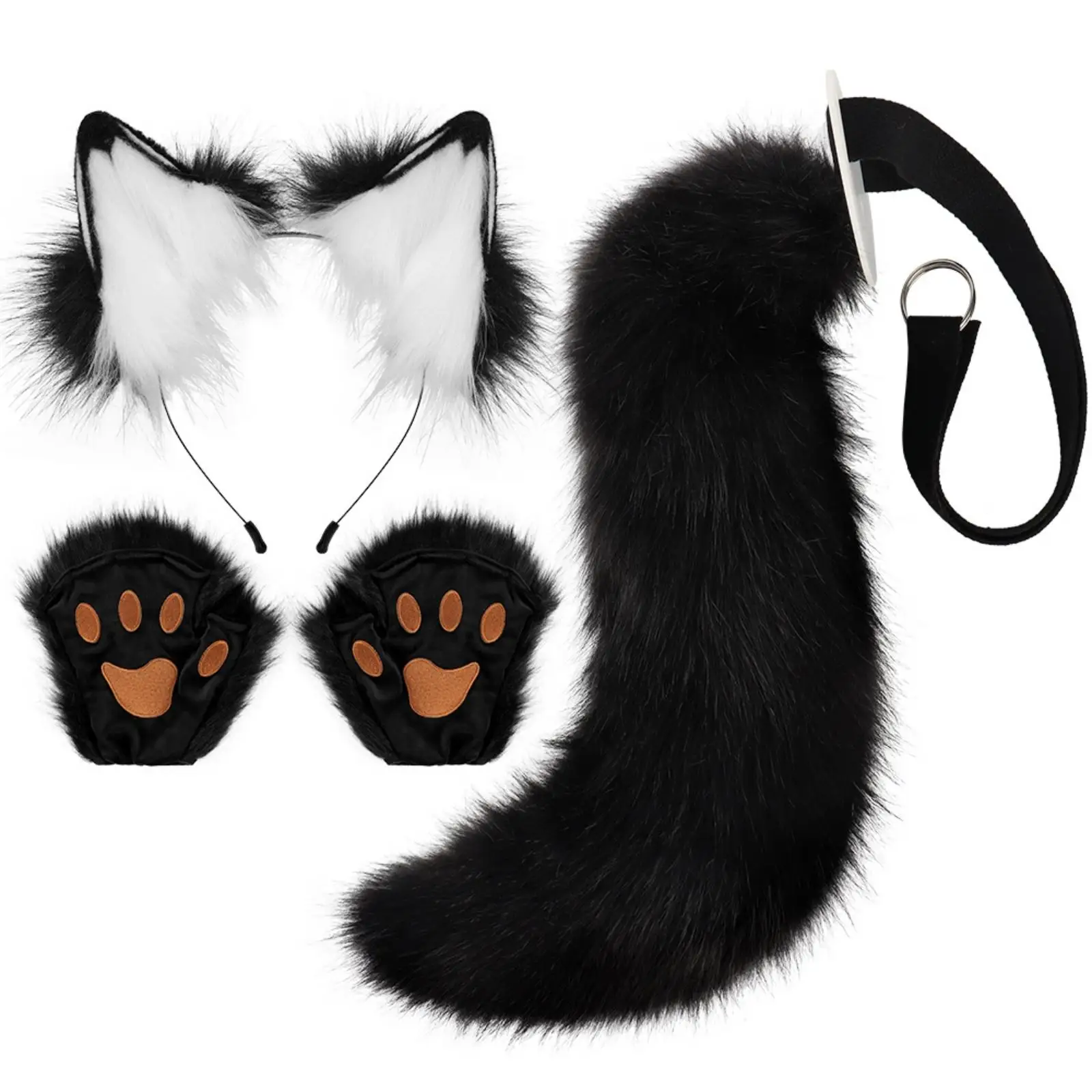 Soft Fuzzy Material Ears and Tail Set | soft, Furry Animal Cosplay Set,
