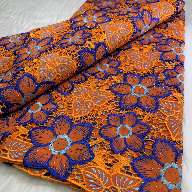 

5 ярдов, разноцветная мягкая водорастворимая французская гипюровая кружевная африканская тюль, сетка для шнура, вышитая ткань для свадебной вечеринки 27L572501