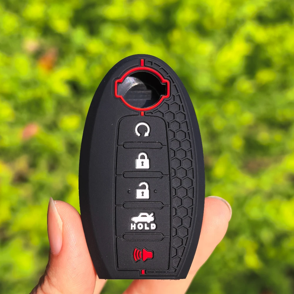 5 Buttons Silicone Car Key Case Cover Keyless Remote Fob Holder for Nissan X Trail T32 2020 Rogue Patrol Murano Htrail Maxima