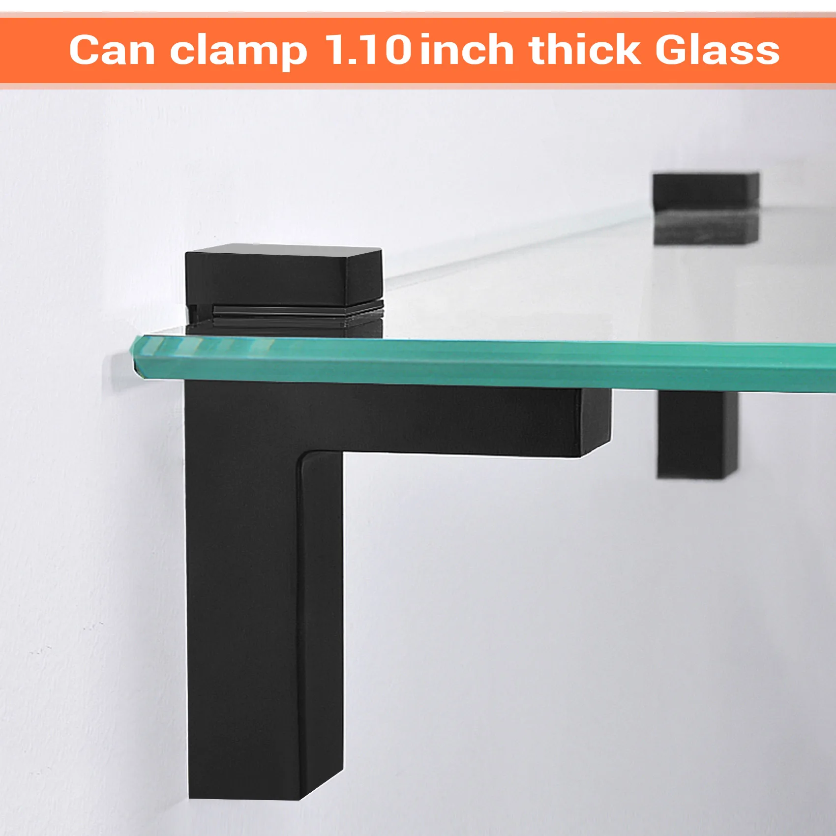 ABUH-2 Pcs Adjustable Wood/Glass Shelf Bracket Wall Mount Heavy Duty Floating Brackets For 3-28Mm Thick Shelves,Black