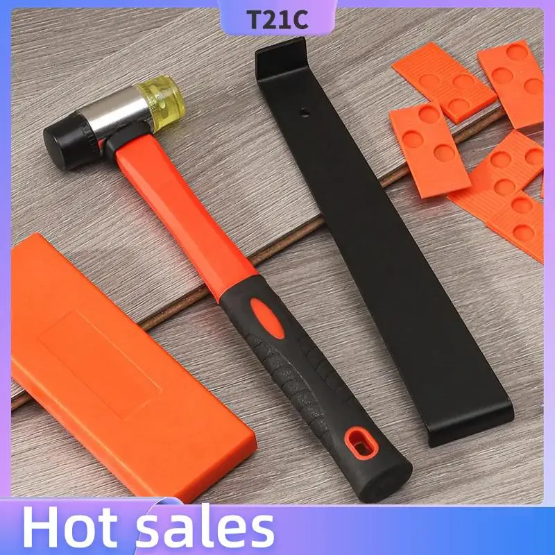 

T21C Laminate Wood Flooring Plastic Handle Installation Hammer, Small Return Hook With Tapping Block And 30 Orange Washer