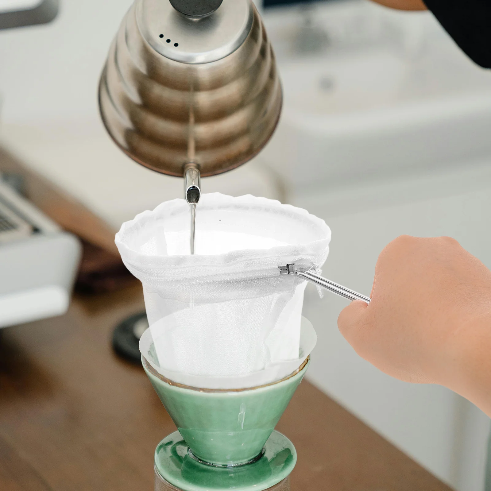 

1 set Fine Mesh Strainer Bag Reusable Stainless Steel Ring For Coffee Milk Juice Soybean Nut Filter Kitchen Mesh Tool Reusable