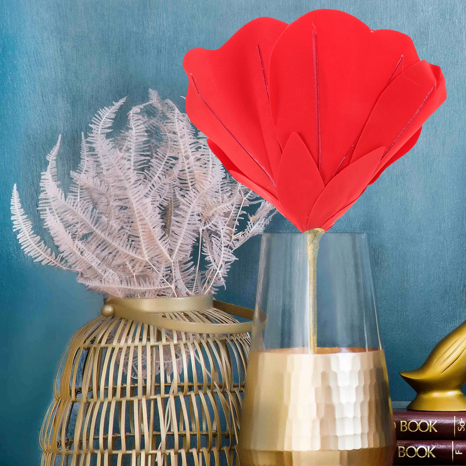 

Artificial Flower Rose Heads Bulk Decorative Faux Roses Home Wedding Arrangement Fake Red Rose Prop Flowers Roses