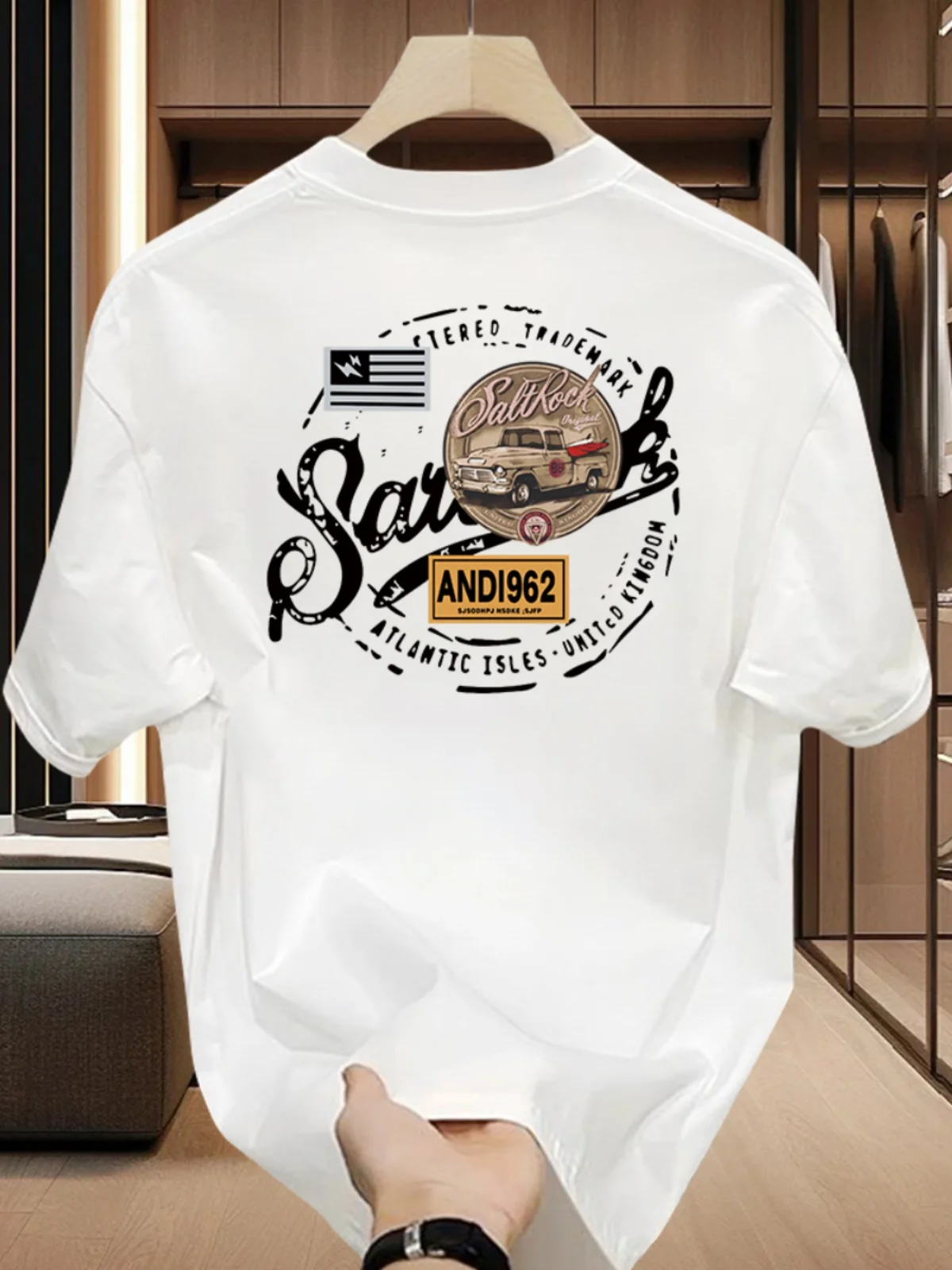 Men's short-sleeved printed 100% cotton loose-fitting, breathable and comfortable T-shirt