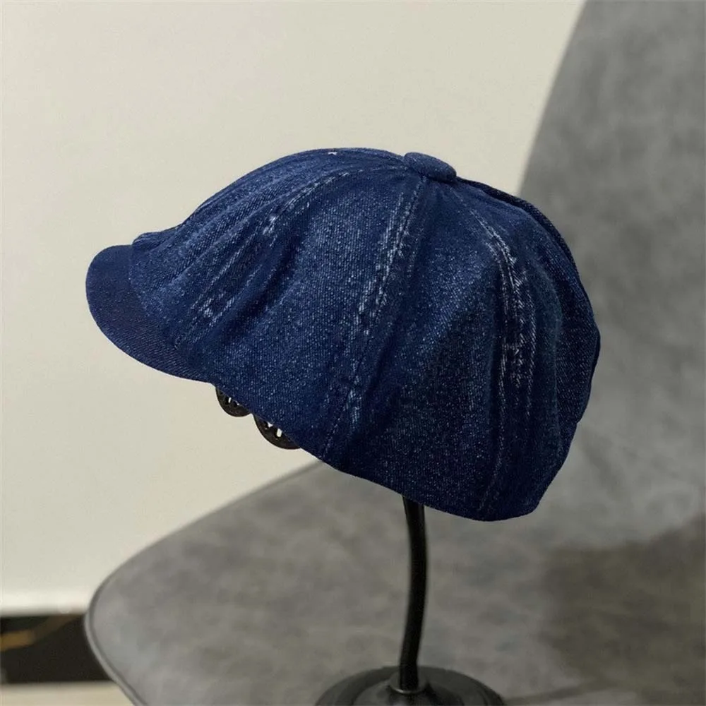 Cotton Denim Berets Cap Japanese Style Blue Retro Forward Hat Big Head Circumference Street Style Women Artist Hat Girls