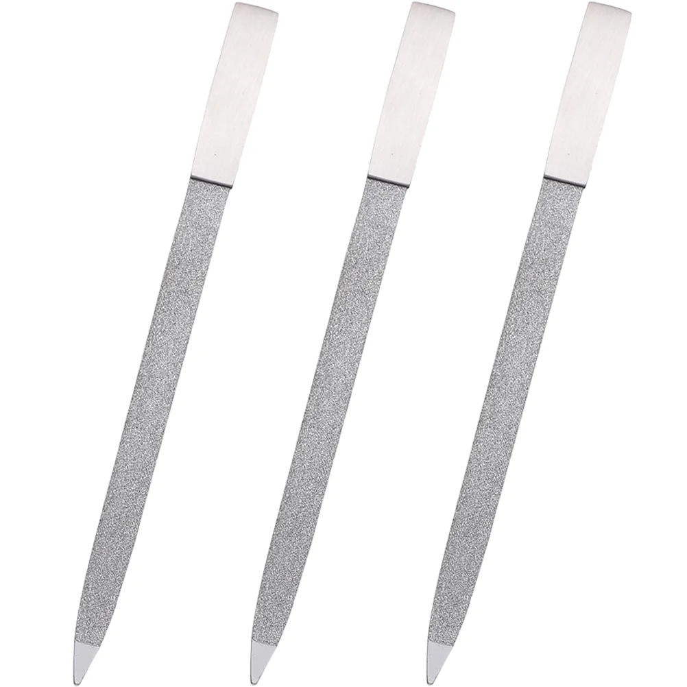 3 Pcs Double Sided Nail File Files Manicure Practical Stainless Steel Salon Tools Fingernail