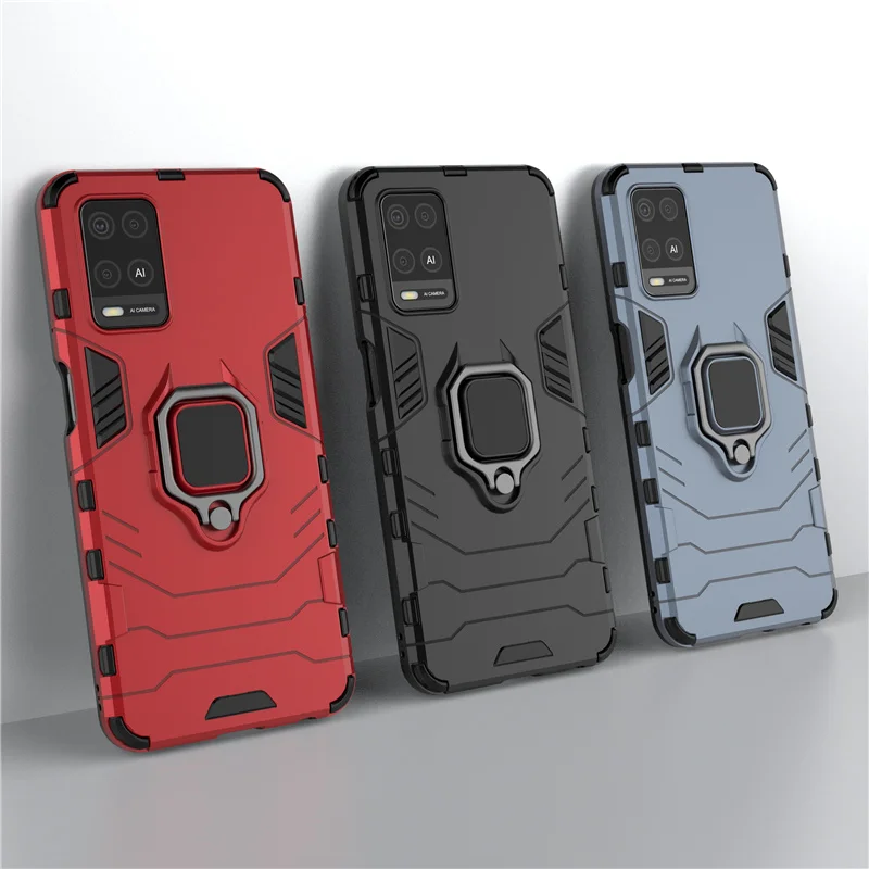 

Holder Case For OPPO A54 Cover For OPPO A54 Coque Armor PC Phone Back Shockproof Holder Magnetic Armor Case For OPPO A54 Fundas