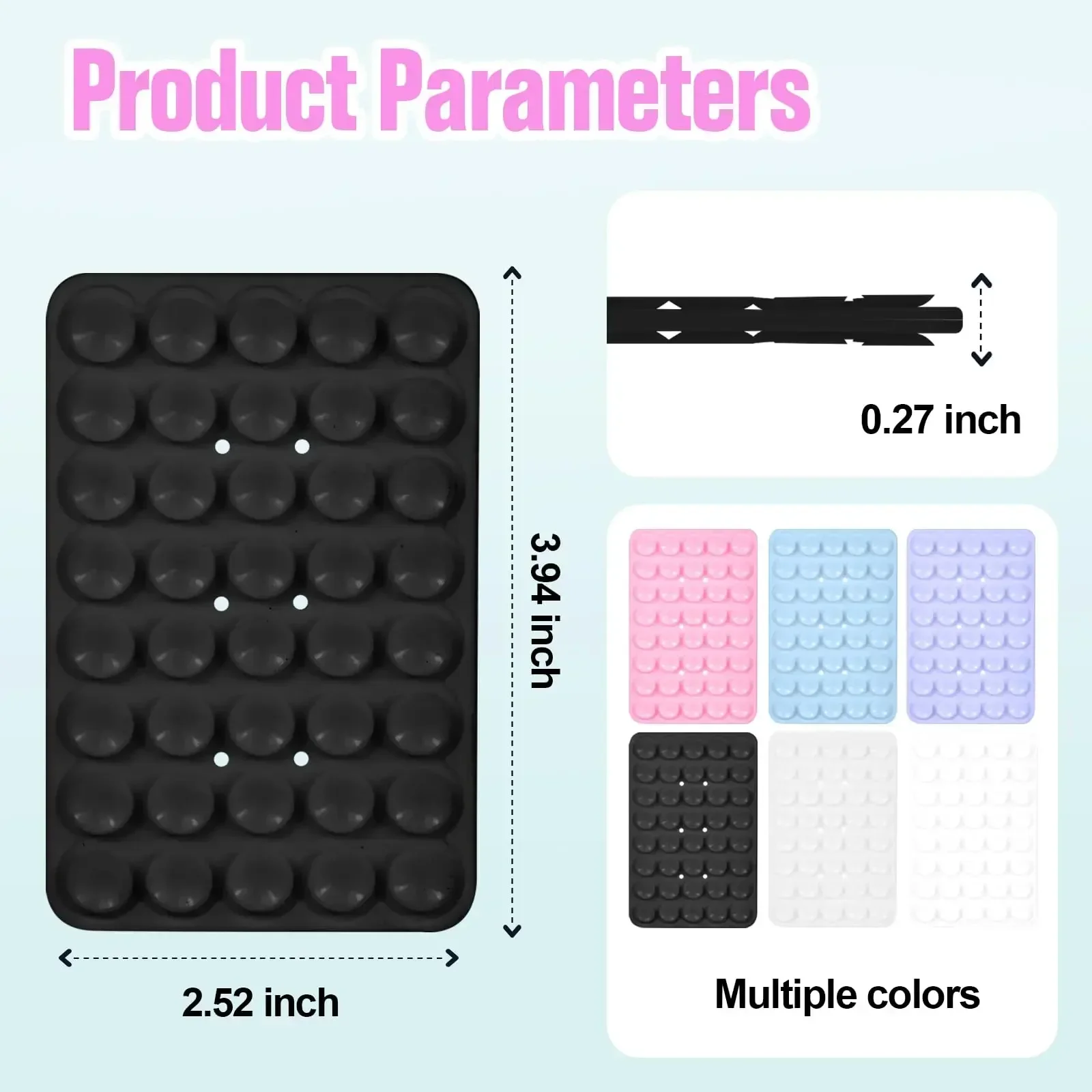 جراب هاتف مزود بكوب شفط من السيليكون، حامل قبضة قوي مزدوج الجوانب بدون استخدام اليدين لصور السيلفي ومقاطع الفيديو لهاتف iPhone Android