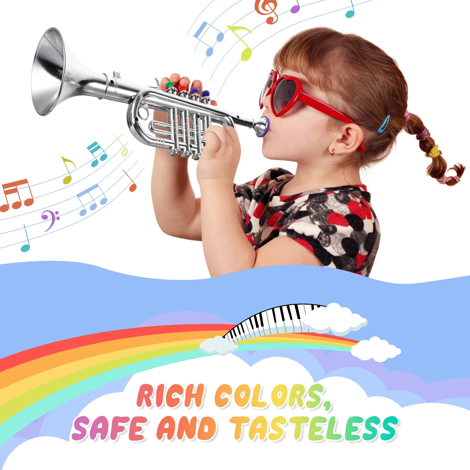 Children’s Toys Trumpet Musical Small Plaything Kids Learning Creative Silver for Beginners Delicate