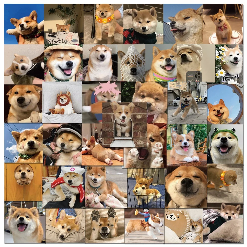 10/30/50PCS Cute Shiba Inu Corgi Cute Pet Dog Sticker For personality Toys Luggage Laptop iPad Cup Phone Case Sticker Wholesale