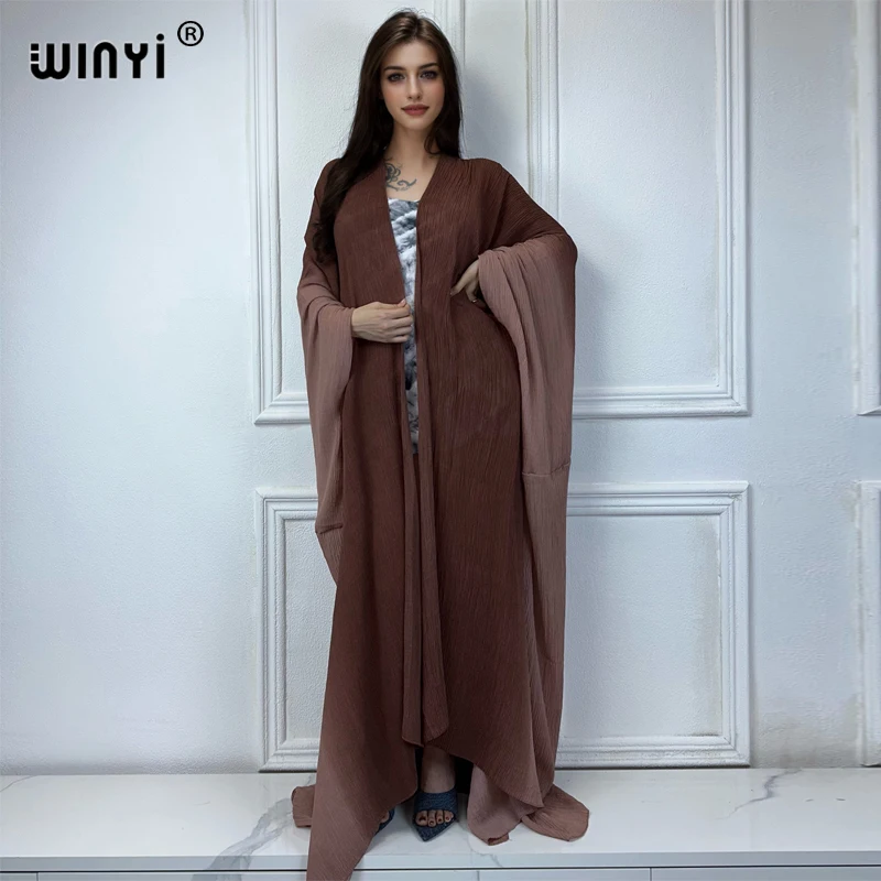 

WINYI summer kimono Gradient print cardigan Beach Wear Swim Suit Cover Up Holiday maxi dress fashion coat abaya dubai luxury