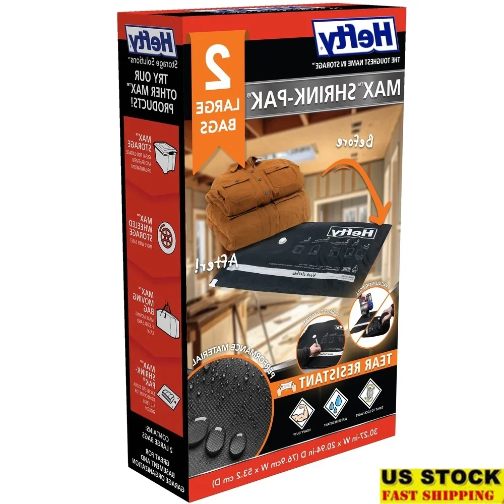 Max Shrink-Pak-organizador de almacenamiento portátil, bolsas selladas al vacío, ropa de cama, Protector de garaje, 2X compresión, impermeable, a prueba de polvo