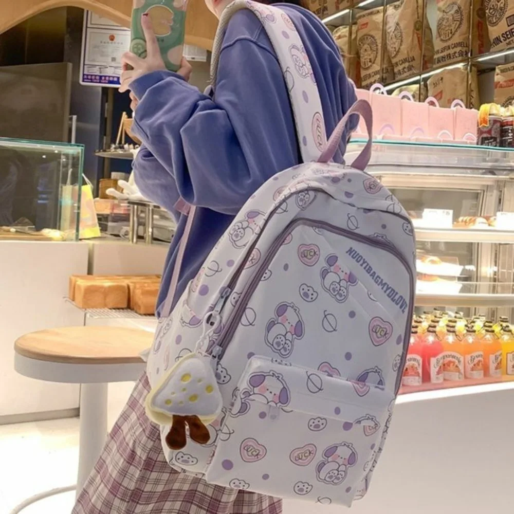 

Durable Polyester Anime Printed Backpack Cartoon Rabbit Graffiti Rucksack Large Capacity Dog Student Daypack Travel