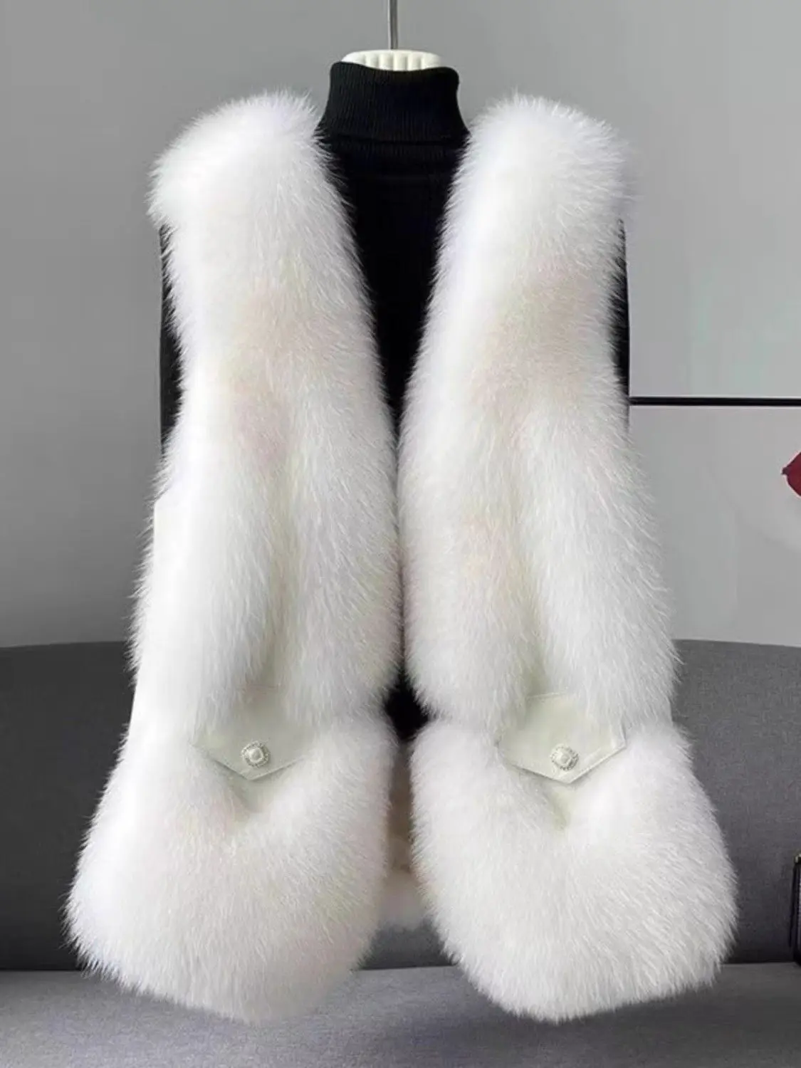 2025년 신상 가을 겨울 퍼 베스트 여성용 스플라이스드 슬리브리스 퍼 재킷 캐주얼하고 다재다능한 패션 디자인 감각 XT1809