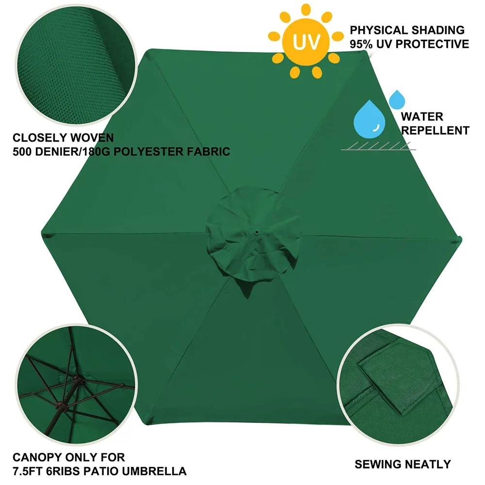 Parasol ogrodowy zastępczy baldachim markiza zewnętrzna parasol 6/8 żebra osłona przeciwsłoneczna wymienna wodoodporna tkanina wierzchnia
