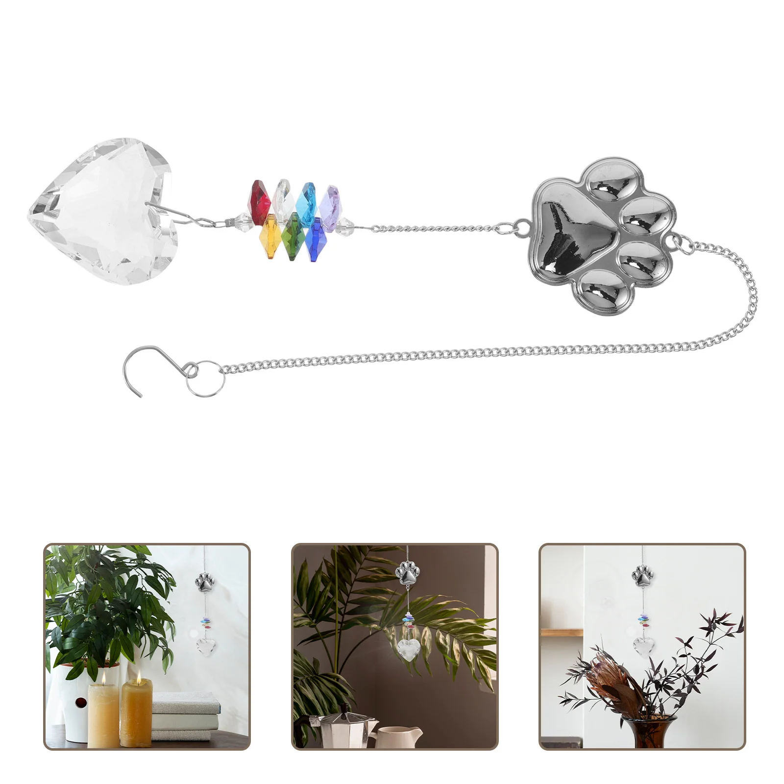 

Heart Shaped Crystal Sun Catcher Hanging Window Decor - Transparent Light Catching Pendant for Garden Balcony Indoor Outdoor