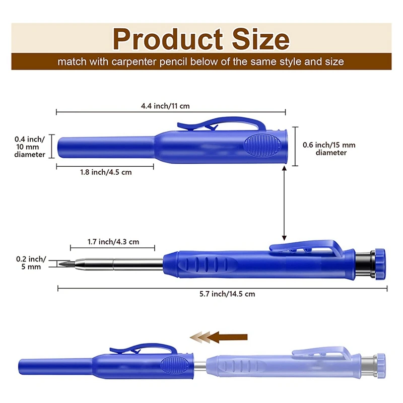 2 opakowania solidnych ołówków stolarskich, narzędzie do pisania z wbudowaną temperowką dla budownictwa architekta obróbki drewna