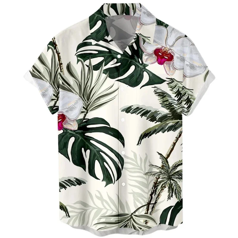 

Men's shirt season short sleeved new style turtle back bamboo leaf pattern daily casual breathable comfortable simple fashion