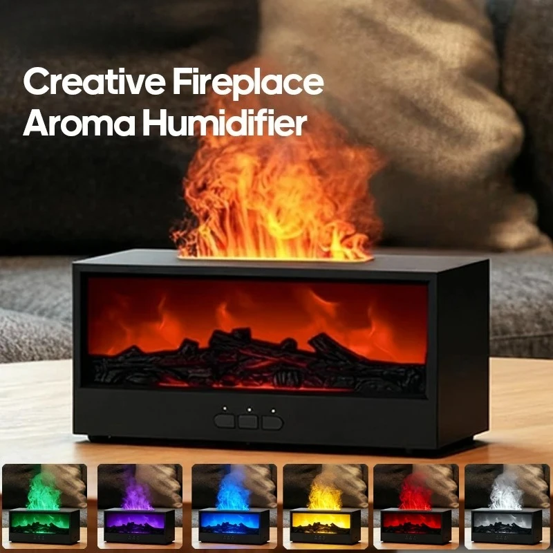 Diffuseur d'arôme de cheminée créatif, humidificateur d'air à flamme, lumières colorées sans eau avec télécommande pour la maison, la chambre à coucher, cadeaux de vacances