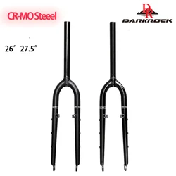 26/27.5ER DARKROCK CM-5 Cr-Mo Steels Front Fork 28.6mm DISC and V Brake MTB Rigid Fork Mountain Bikes Parts Matt Glossy