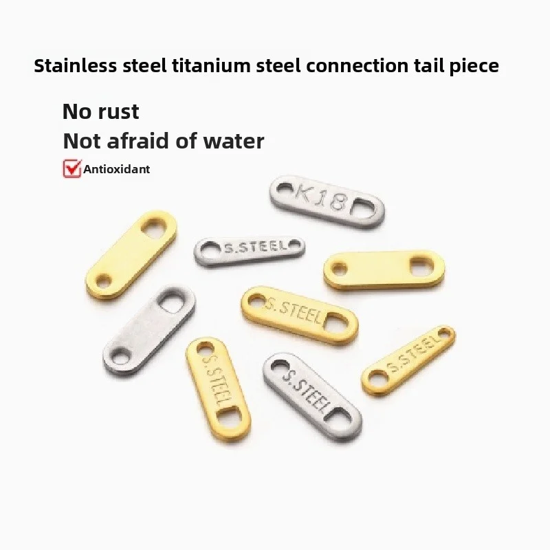 

20PCS No Fade Stainless Steel End Charms Pendants Steel Plating Gold Color Chain Extension Tail Charms for Jewelry Making DIY