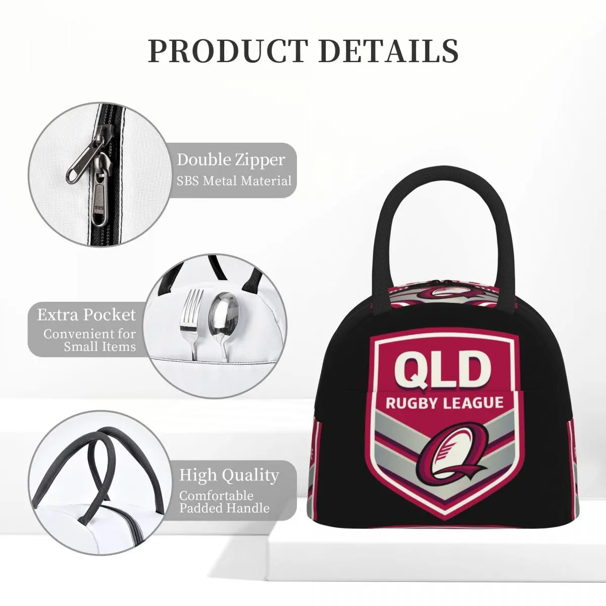كوينزلاند مارونز أكياس الغداء معزول بينتو صندوق مقاوم للماء حقيبة الغداء قابلة لإعادة الاستخدام نزهة أكياس حقيبة للحفاظ على البرودة للمرأة طالب المدرسة #4