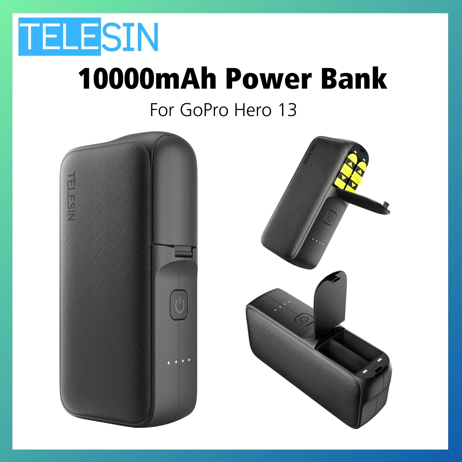 TELESIN For GoPro Hero 13 10000mAh Portable Power Bank Battery Charger Storage Case Fast Charging For Go Pro Hero 13 Accessories