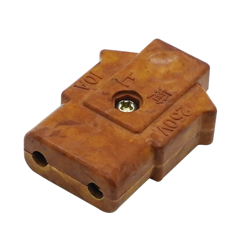 10A Pair Bakelite Plug Female-Male Connector Stage Lights Plug Pro Lighting 2 round PIN Rewireable Socket Plug Set