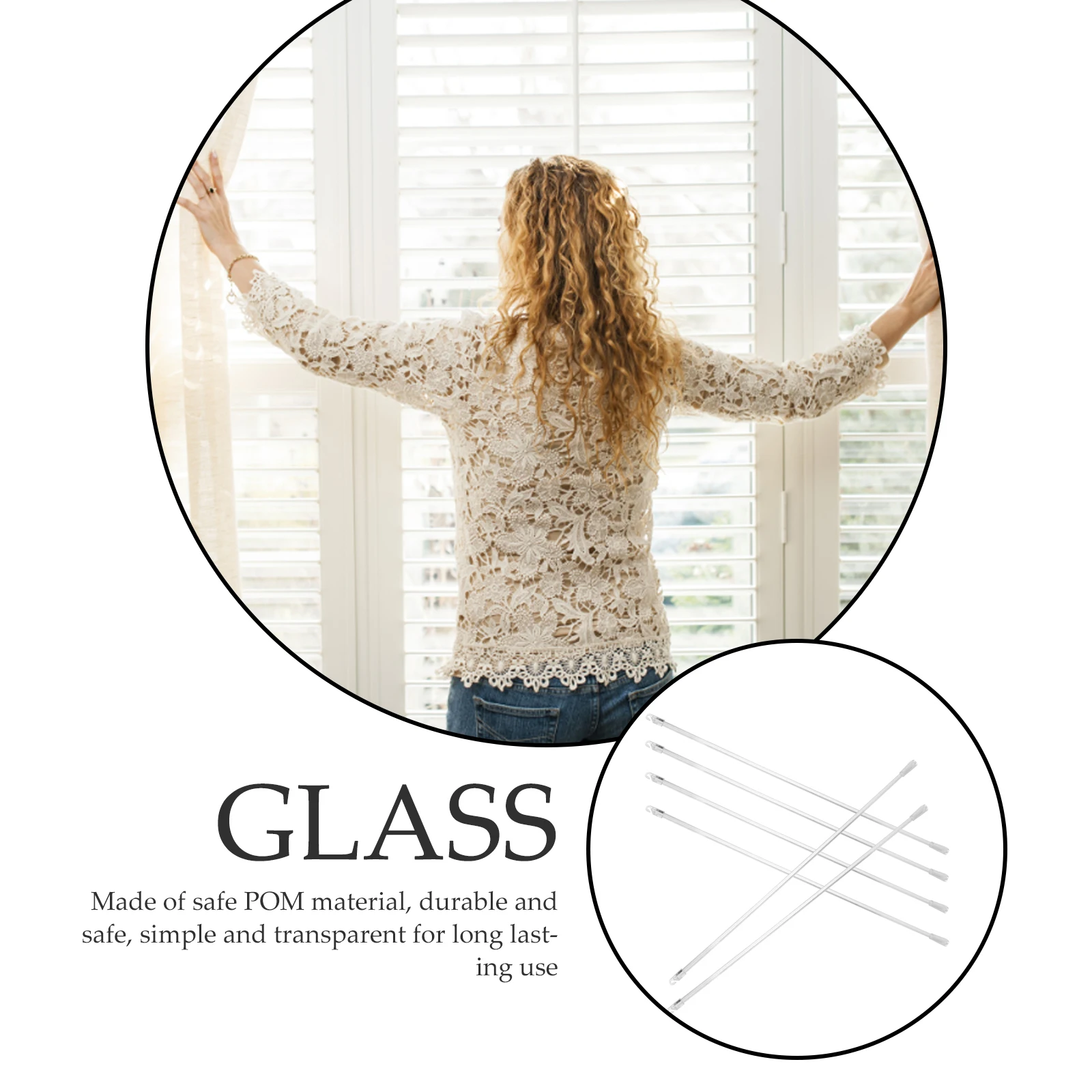 

6Pcs Transparent Blind Wands for Home Blinds Easy Install Vertical Blind Pull Rod Curtain Opener Accessory Supply