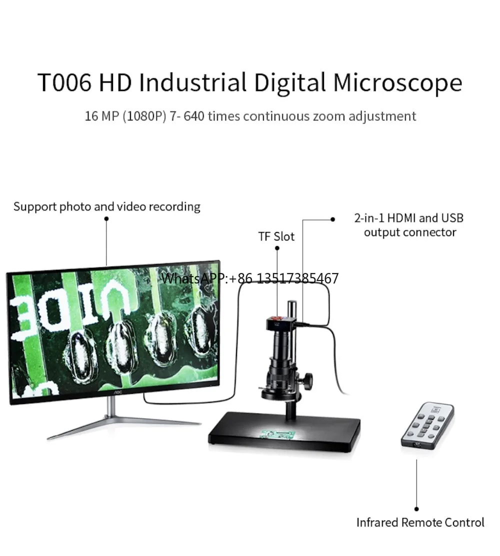 C Mount 16MP 135X 60 Fps Digital Industrial Video Camera hdmi Microscope for hdmi Monitor