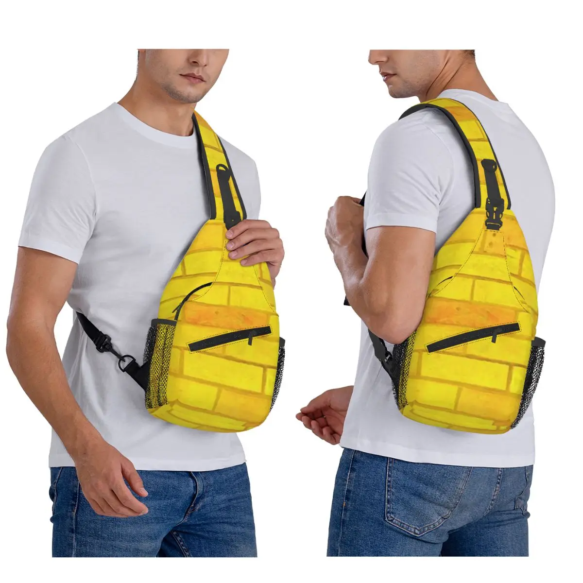 Yellow Brick Road Chest Bag Men Sling Crossbody Backpack Chest Bag Traveling Hiking Daypack Shoulder Bag