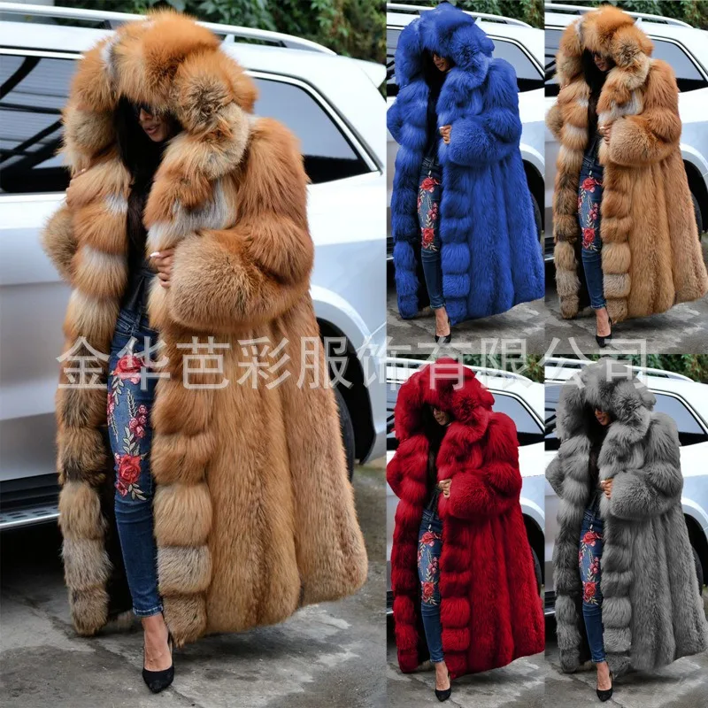 

Women's Autumn Winter New Faux Fox Coat Fur Coat Splicing Multi-colour Slim Slim Fur Warm Comfortable Clothes Coat Women