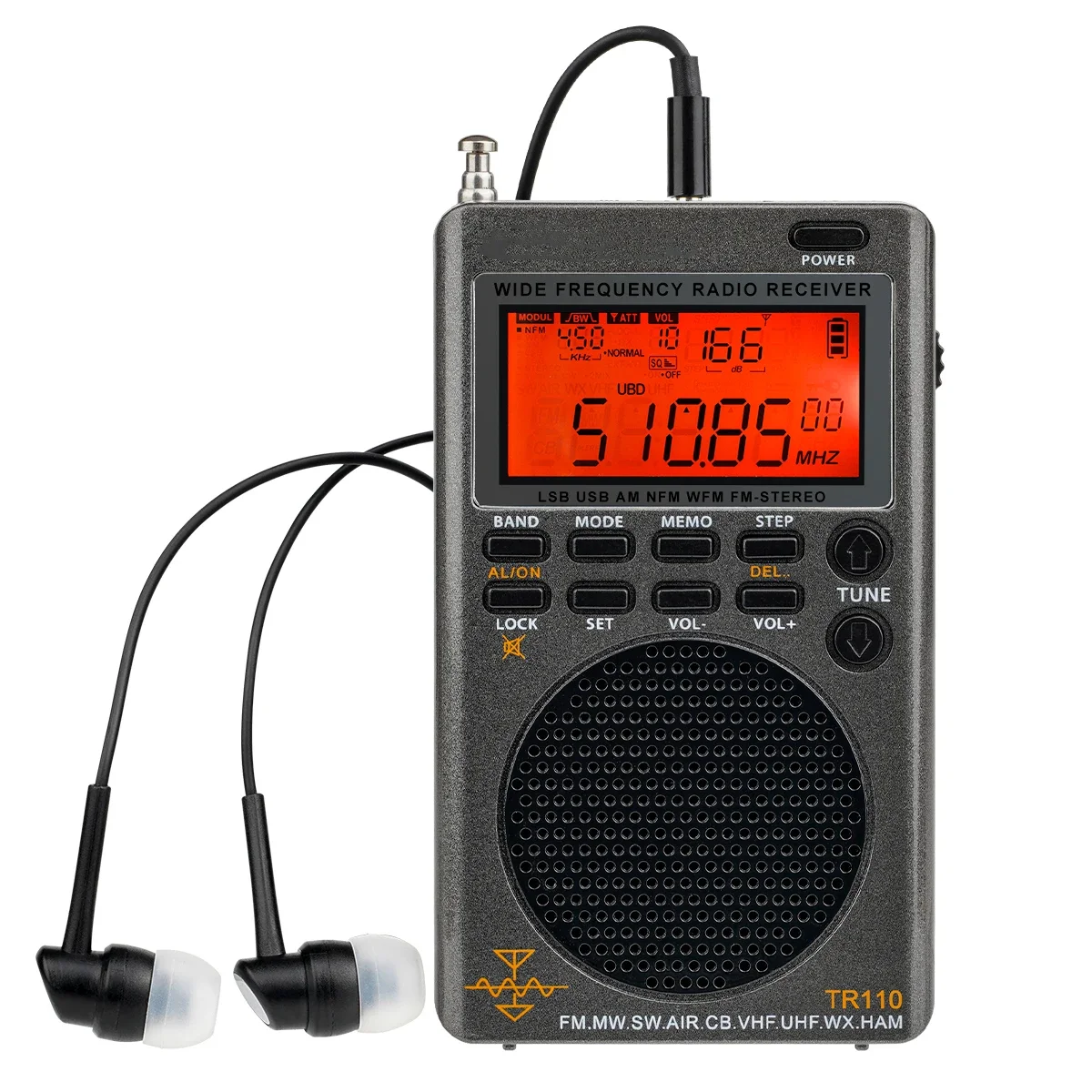 Portable SSB Shortwave Radio FM MW SW LSB AIR CB VHF UHF Full Band NOAA Alert Digital Radio Receiver