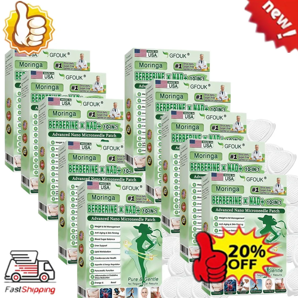 10 Boxes Moringa Slimming Nano Microneedle Patches Gentle Breathable, Weight Management & Blood Sugar Balance Women's Body Care