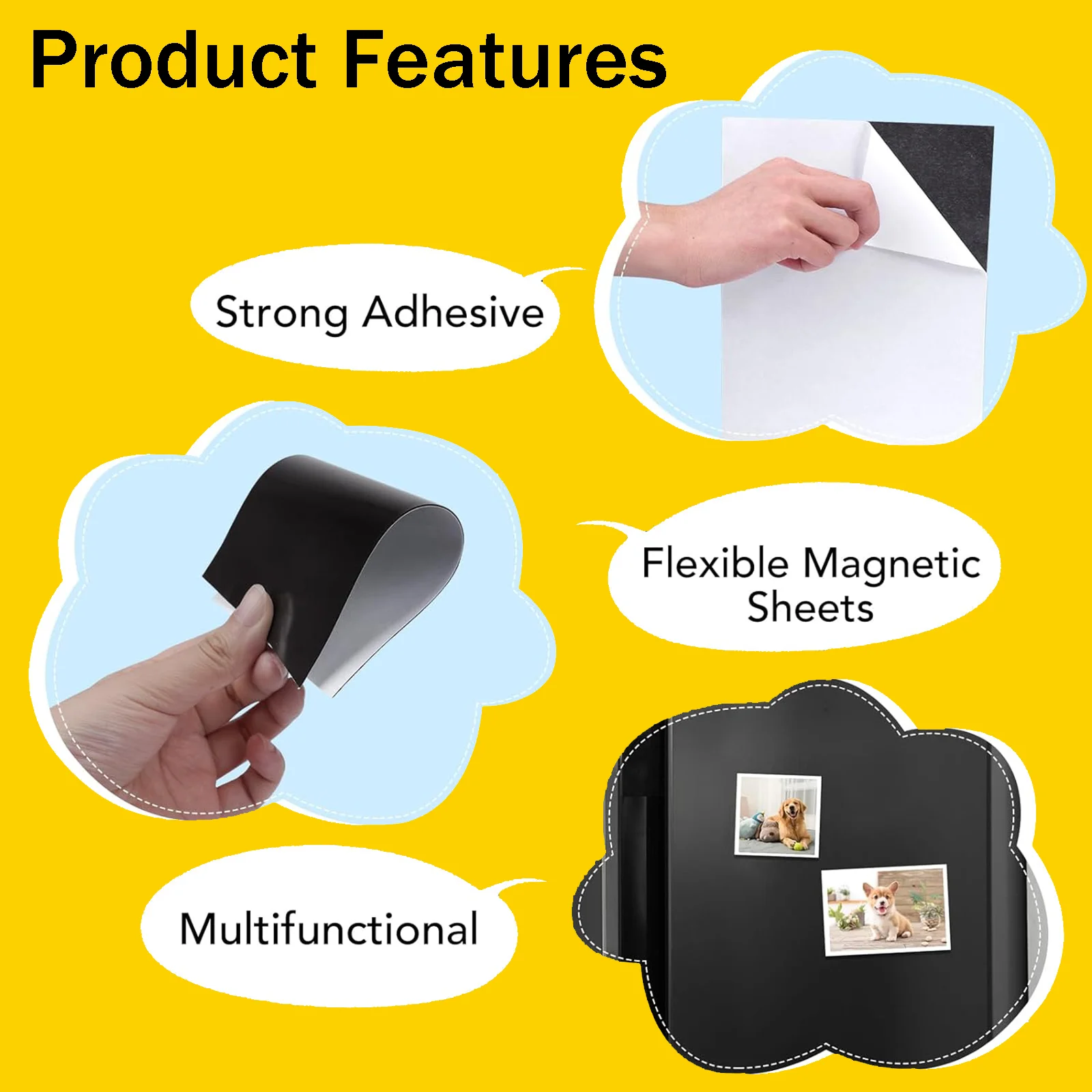 Folhas magnéticas autoadesivas flexíveis tamanho A4, 5 folhas, 8,3 x 11,7 polegadas, papel magnético pegajoso, 16 mil para uso em escritório