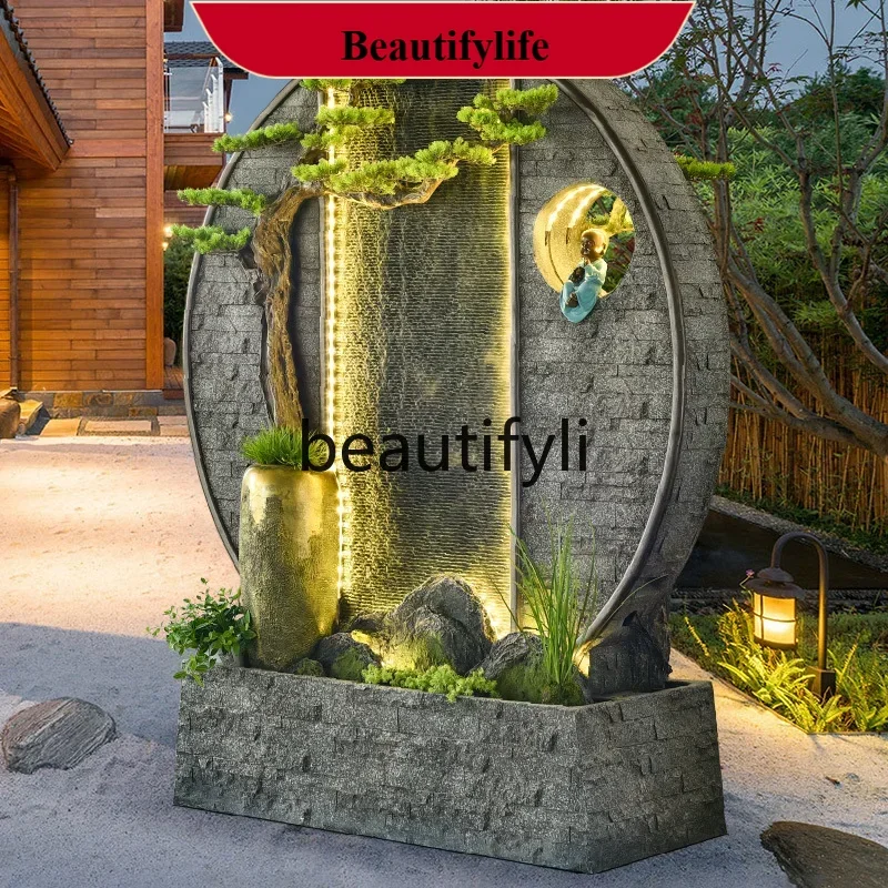 

D178 Water curtain wall, flowing water rockery screen, circulating water villa landscaping, fountain decoration