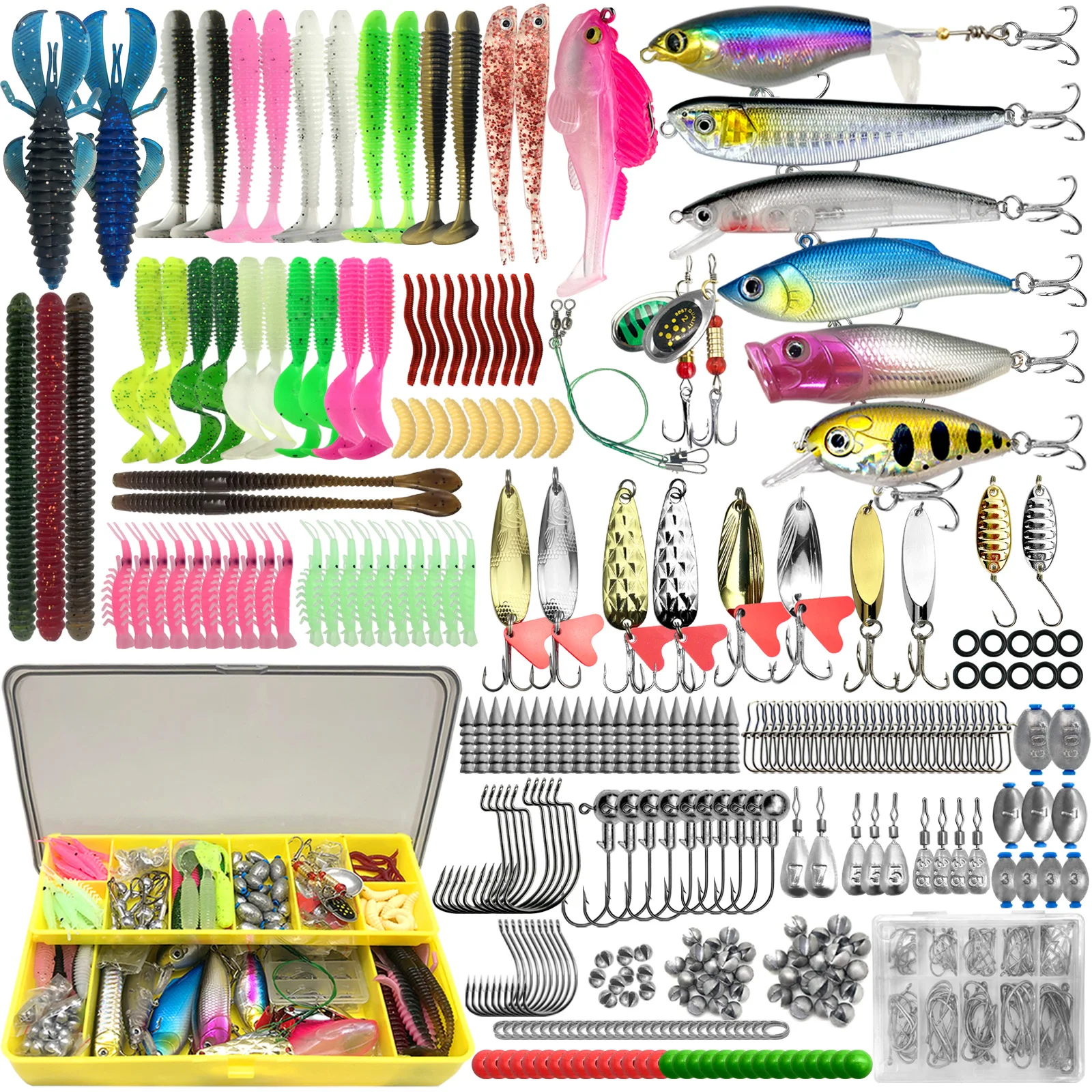 Fishing 83/133/193/239/409pcs Fishing Lure Kit For Trout/Pike/Bass Multi-Lure Fishing Set Layered Tackle Pro Gear Tackle Box