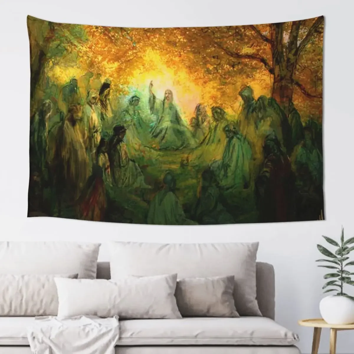 

Jesus Christ and the Sermon on the Mount - religious plates Tapestry Room Decore Aesthetic Home Decor Aesthetic Tapestry