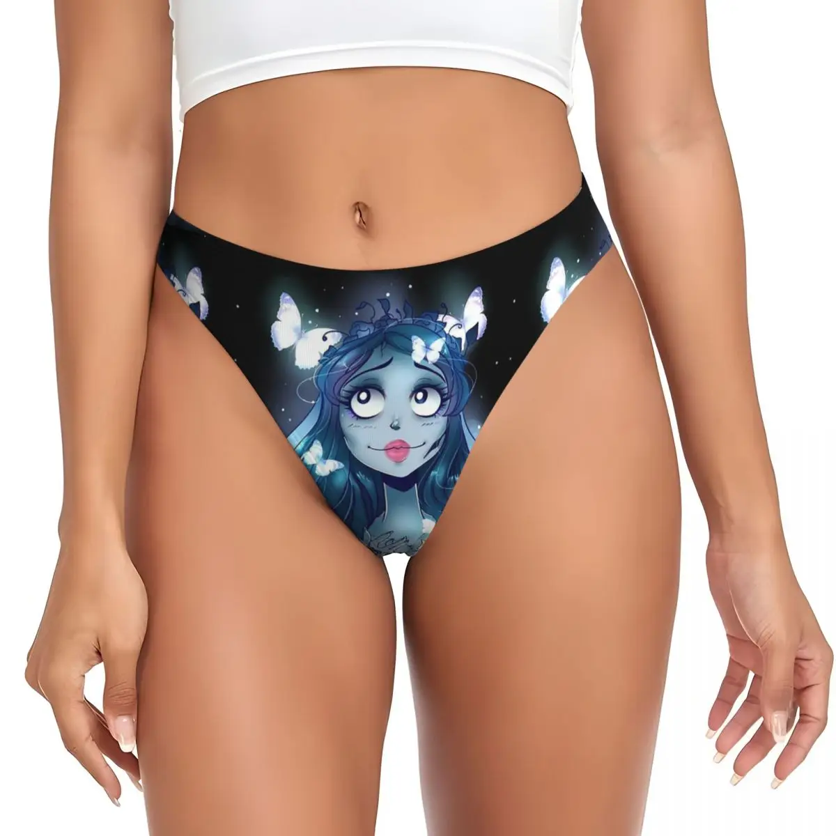 Tanga de Halloween Personalizada con Diseño de la Novia Cadáver de Tim Burton, Transpirable, Elástica y Cómoda para Mujer