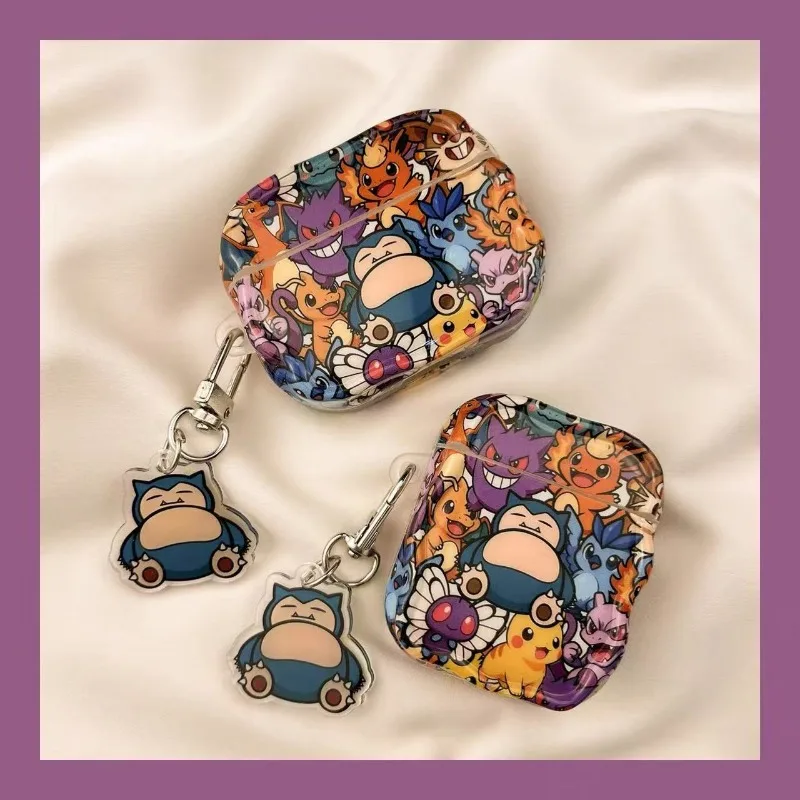 حافظة كرتونية لطيفة من بيكاتشو لأجهزة AirPods 4 حافظة لأجهزة Airpods 1 2 3 Pro Pro2 غطاء حماية مع غطاء سماعة رأس بخاصية البلوتوث