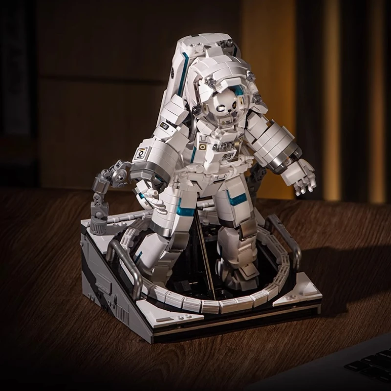 Sembo astronauta blocos de construção das crianças mão-montado espaçowalk astronauta brinquedos ornamentos de mesa modelo criativo presentes