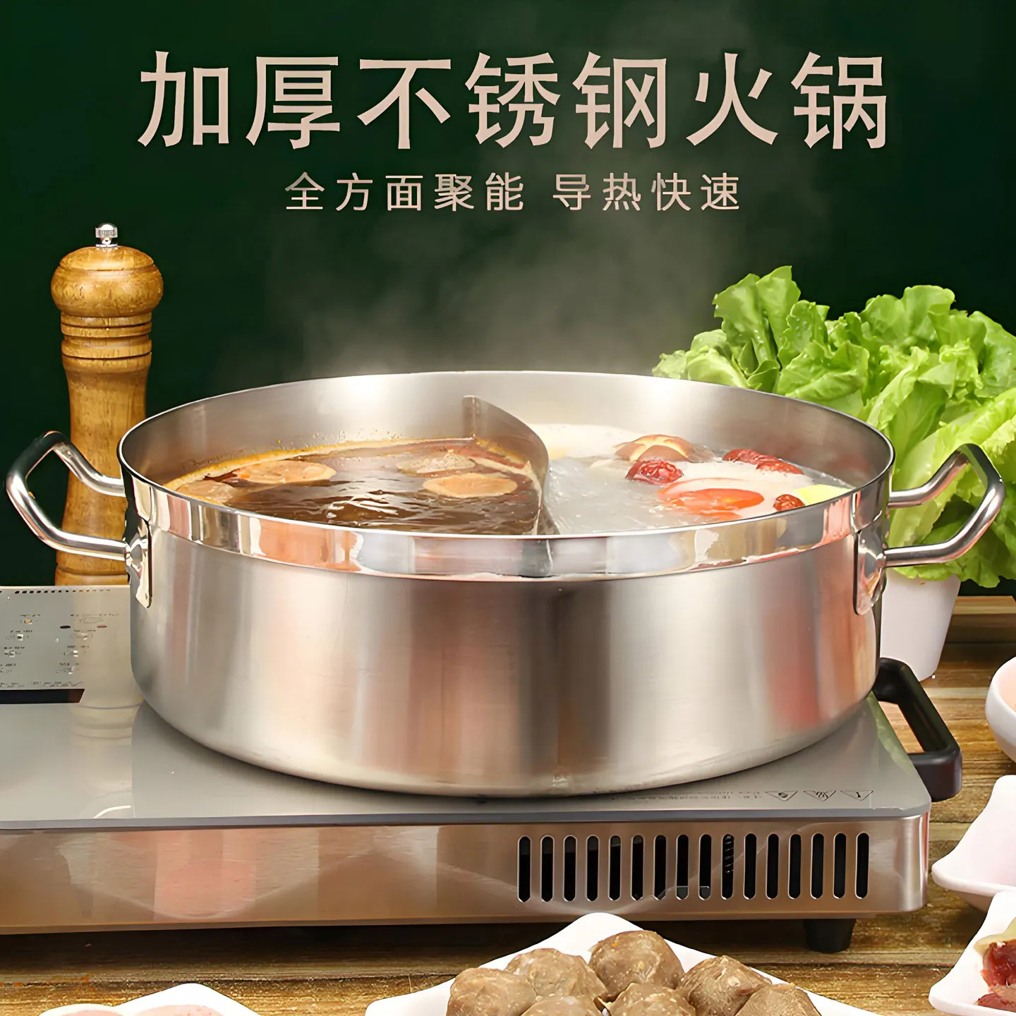 

Кастрюля-мандаринка, утолщенная бинауральная суповая кастрюля, электромагнитная специальная бытовая кастрюля для супа Шабу большой емкости из нержавеющей стали