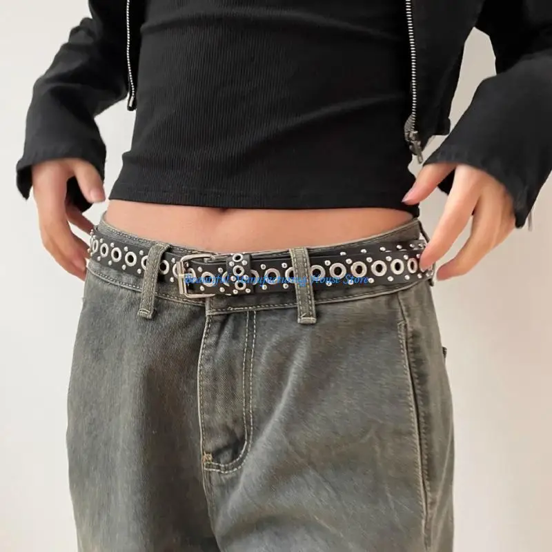 

E56A Casual Waist Belt Girl Aesthetic Metal Buckle Belts Shorts Belt Women Waiststrap